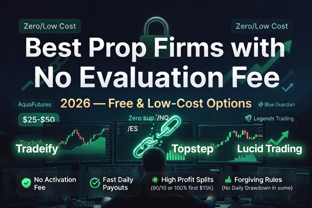 Best Prop Firms with No Evaluation Fee 2026 — Free & Low-Cost Options