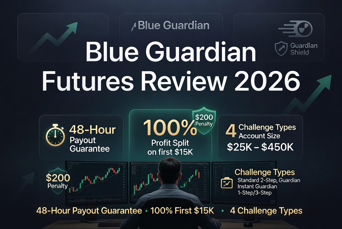 Blue Guardian Futures Review 2026: 48-Hour Payout Guarantee, 100% First $15K & 4 Challenge Types