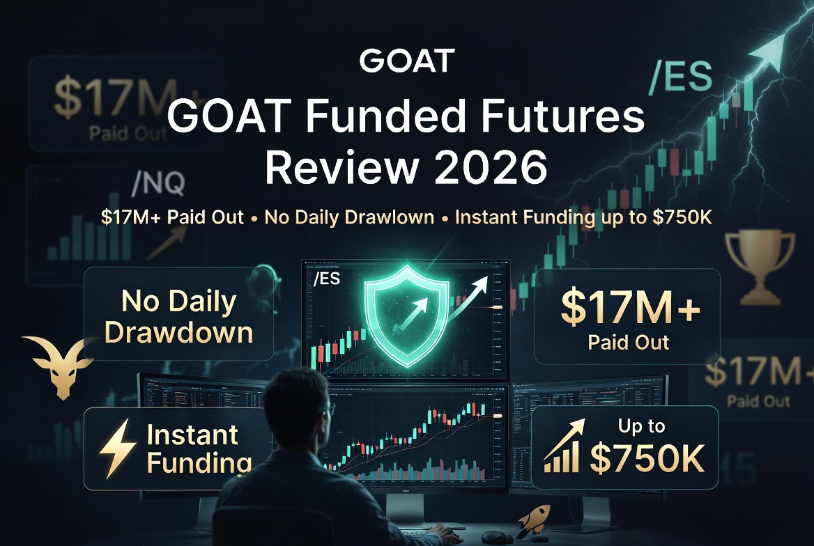 GOAT Funded Futures Review 2026: $17M Paid, No Daily Drawdown & Instant Funding Up to $750K
