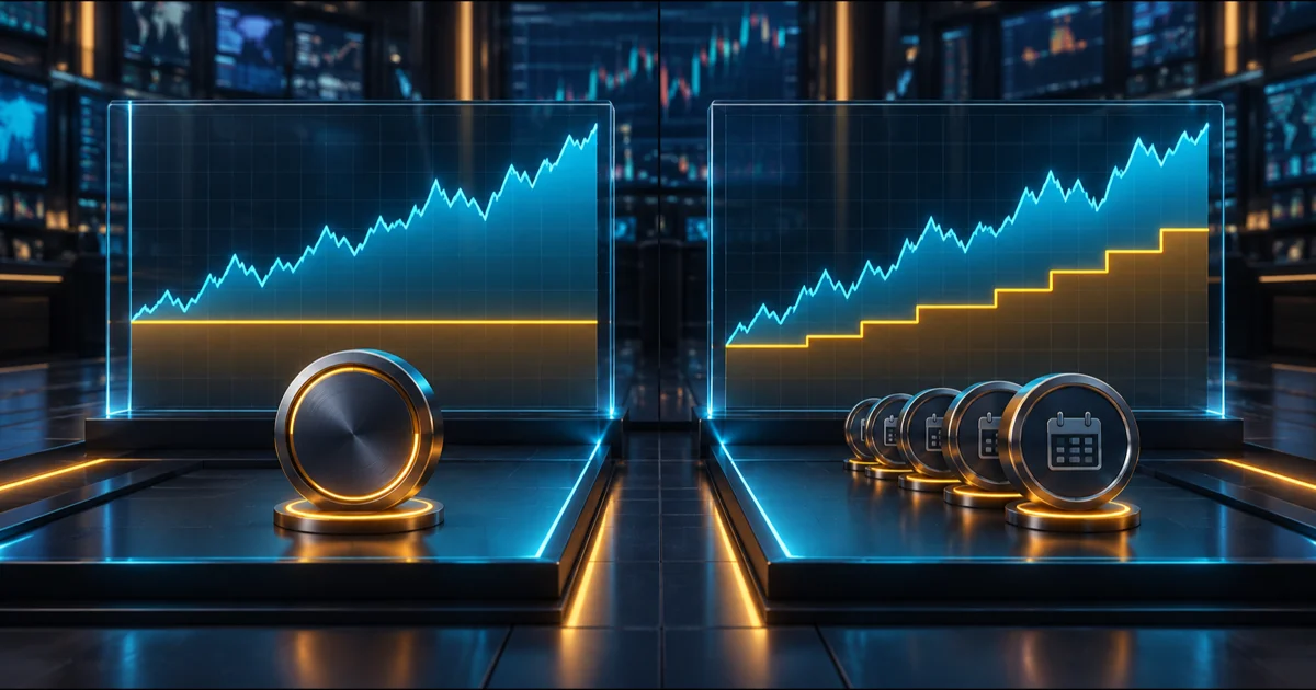 Two futures account paths comparing a fixed loss floor with an end-of-day trailing floor and recurring billing markers