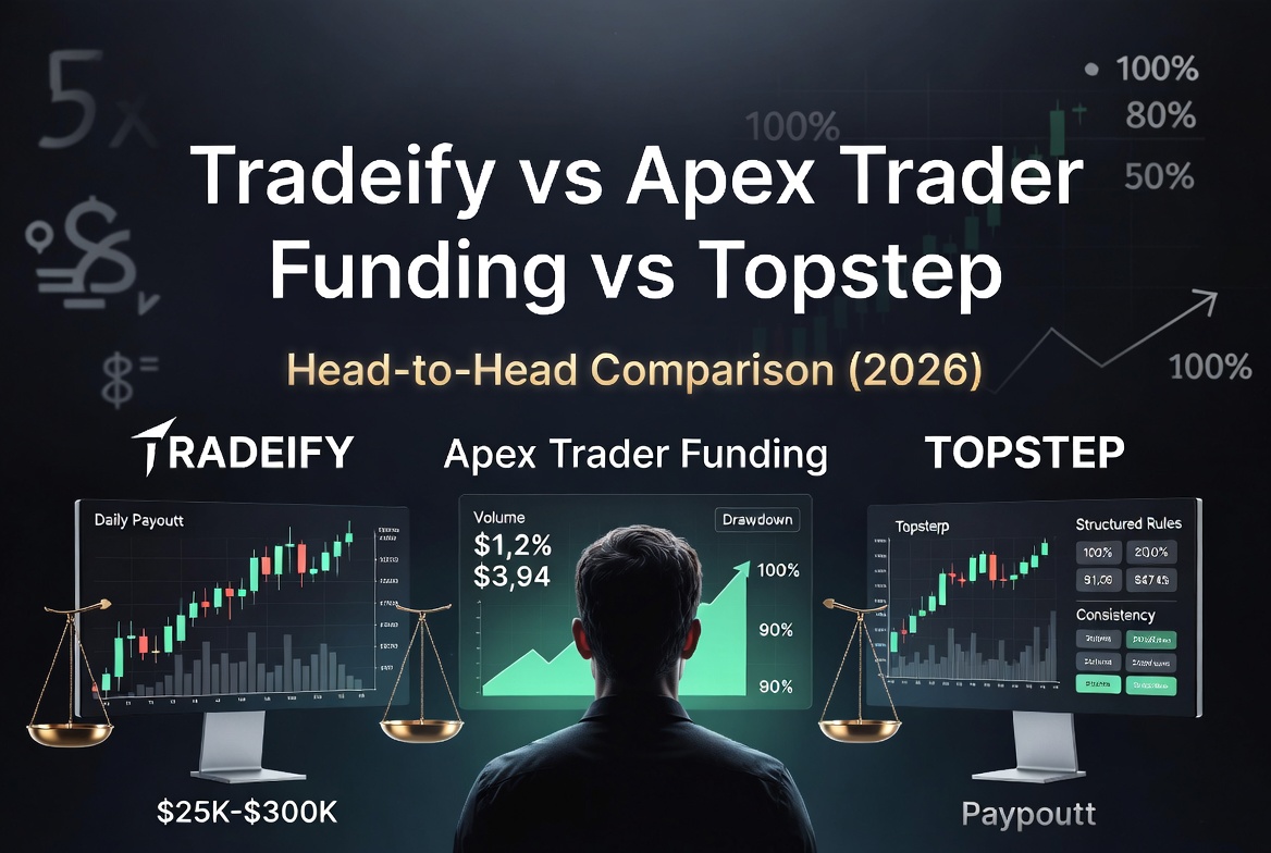 Tradeify vs Apex Trader Funding vs Topstep — Head-to-Head Comparison 2026